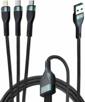 4smarts PremiumCord Multi 3in1 USB Type-A apa - USB Type-C / MicroUSB / Lightning apa Adat és töltő kábel - Fekete (1.5m)