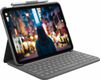 Logitech Slim Folio 10" Apple iPad Billentyűzetes Tok - Oxfordi szürke (Német)