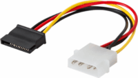 Savio AK-10 Molex 4 Pin apa - SATA 15 Pin anya Tápegység kábel 0.18m - Fekete/Sárga/Piros