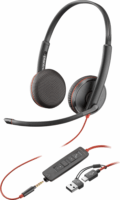 HP Poly Blackwire 3225 Vezetékes Headset - Fekete (Bulk)