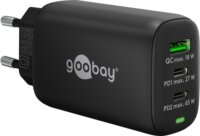 Goobay 65407 PD GaN USB-A / 2x USB-C Hálózati töltő - Fekete (65W)