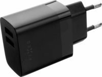 Fixed Dual Travel 2x USB Type-A Hálózati töltő + USB Type-C kábel - Fekete (17W)