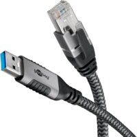 Goobay 70299 USB Type-A apa - RJ45 apa Adatkábel - Fekete/Szürke (1m)