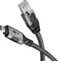 Goobay 70696 USB Type-C apa - RJ45 apa Adatkábel - Fekete/Szürke (1m)