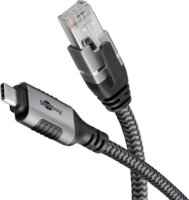 Goobay 70697 USB Type-C apa - RJ45 apa Adatkábel - Fekete/Szürke (1.5m)