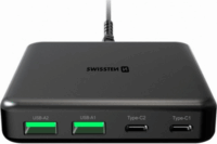 Swissten 2674764 2x USB Type-C / 2x USB Type-A GaN Hálózati töltő - Fekete (65W)
