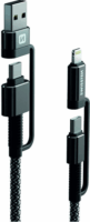 Swissten 74501101 Kevlar 4in1 USB Type-A / USB Type-C apa - USB Type-C / Lightning apa Adat és töltő kábel - Fekete (1.5m)