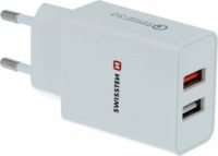 Swissten 22060100 2x USB Type-A Hálózati töltő - Fehér (23W)