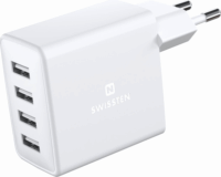 Swissten 22053100 4x USB Type-A Smart IC Hálózati töltő - Fehér (20W)