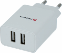Swissten 22051000 2x USB Type-A Smart IC Hálózati töltő + 1.2m Micro USB Type-B kábel - Fehér (5V / 2.1A)