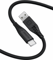 Swissten 71531010 Soft Silicone USB Type-A apa - USB Type-C apa Adat és töltő kábel - Fekete (1.5m)