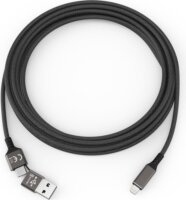 Smrter Speedy 2in1 USB-A/USB-C apa - Lightning apa 2.0 Töltőkábel - Fekete (1m)