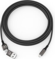 Smrter Speedy 2in1 USB-A/USB-C apa - Lightning apa 2.0 iPhone Töltőkábel - Fekete (1m)