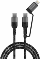 4smarts Combo USB-C apa - USB-C / Lightning apa 2.0 Adat és töltő kábel - Fekete (2m)