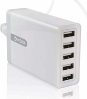 KSIX 5x USB-A Hálózati töltő - Fehér (5V / 8A)
