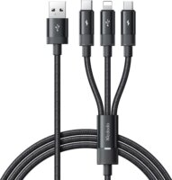 Mcdodo CA-5790 3in1 USB Type-A apa - Micro USB Type-B / USB Type-C / Lightning Adat és töltő kábel - Fekete (1.2m)