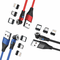 RealPower 439652 USB-C/Lightning/USB-B apa - USB-C/Lightning/USB-B apa 2.0 Adat és töltő kábel szett - Fekete, Piros, Kék (3x1m)