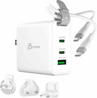 j5create 3565CV GaN 2x USB-C / USB-A Hálózati töltő + USB-C kábel - Fehér (65W)