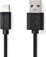 Nedis USB-A 2.0 apa - USB-C apa adat és töltő kábel 3m - Fekete