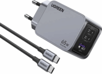 Ugreen 25871 Nexode Pro 2x USB Type-C / 1x USB Type-A GaN Hálózati töltő + USB Type-C kábel - Szürke/Fekete (65W)