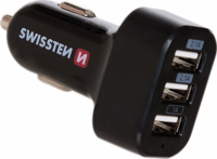 Swissten SW-CCH-TRI5.2A-B 3x USB-A Autós töltő - Fekete (5V / 2.1A)