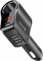 Swissten 20114020 2x USB Type-A / 1x USB Type-C Autós töltő - Fekete (108-216W)