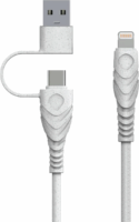 Biond BIO-CT-IP USB Type-C / USB Type-A apa - Lightning apa Adat és töltő kábel - Fehér (1.5m)