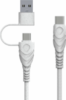 Biond BIO-CT-TC USB Type-C / USB Type-A apa - USB Type-C apa Adat és töltő kábel - Fehér (1.2m)