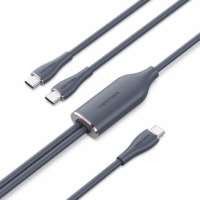 Vention CTMBG USB-C apa - 2x USB-C apa 2.0 Adat és töltőkábel - Fekete (1.5m)