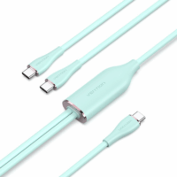 Vention CTMGG USB-C apa - 2x USB-C apa 2.0 Adat és töltőkábel - Zöld (1.5m)