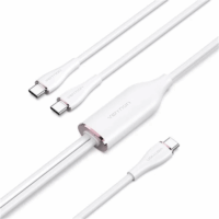 Vention CTMWG USB-C apa - 2x USB-C apa 2.0 Adat és töltőkábel - Fehér (1.5m)