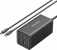 Vention FENB0-EU 4x USB-C / USB-A Hálózati töltő + USB-C kábel - Fekete (140W)