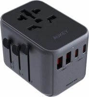 Aukey PA-TA07 2x USB Type-A / 2x USB Type-C Hálózati töltő + Utazó adapter - Fekete (35W)