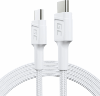 Green Cell KABGC30W USB Type-C apa - USB Type-C apa Adat és töltő kábel - Fehér (1.2m)