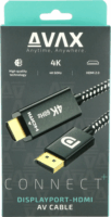 AVAX AV601 DisplayPort - HDMI 2.0 Kábel 2m - Fekete