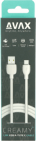 AVAX CB621 CREAMY+ USB Type-A apa - USB Type-C apa Töltőkábel - Fehér/Ezüst (1.5m)