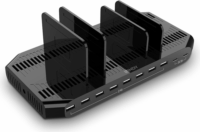 Lindy 73435 8x USB-A / 2x USB-C Hálózati Töltőállomás 120W - Fekete
