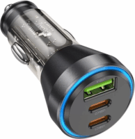 HOCO NZ12D USB Type-A / 2x USB Type-C Autós töltő - Átlátszó/Fekete (60W)