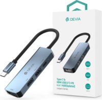 Devia Leopard 4in1 USB-C apa - 2x USB-A/USB-C/HDMI anya Adapter