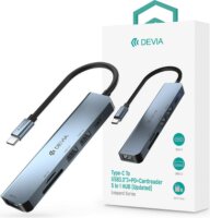 Devia Leopard 5in1 ST384882 USB-C apa - 3x USB-A/USB-C/Kártyaolvasó anya Adapter