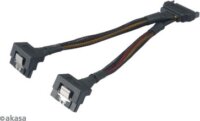 Akasa 15pin SATA M - 2x 15pin (90°) SATA F Kábel 15cm