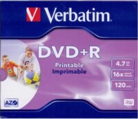 Verbatim DVD+R 4,7 GB, 16x, normál tokban, szélesen nyomtatható, matt, "ID"