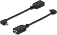 Assmann OTG USB 2.0 microUSB-B átalakító kábel 0.2m - Fekete