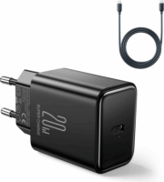 JoyRoom JR-TCF06 USB Type-C Hálózati töltő + USB Type-C kábel - Fekete (20W)