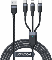 JoyRoom S-1T3018A18 3in1 USB Type-A apa - USB Type-C / Micro USB Type-B / Lightning Adat és töltő kábel - Fekete (1.2m)