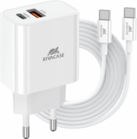 RivaCase PS4102 USB Type-A / USB Type-C Hálózati töltő + USB Type-C kábel - Fehér (20W)