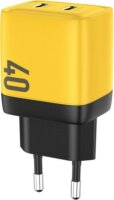 Wekome WP-U128 GaN 2x USB-C Hálózati töltő - Sárga/Fekete (40W)