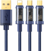 JoyRoom S-1T3015A5 USB-A apa - Lightning/microUSB/USB-C Adat és töltő kábel - Kék (1.2m)