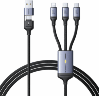 JoyRoom SA21-2T3 USB-A/USB-C apa - Lightning/USB-C/Micro USB apa Töltőkábel - Fekete (1.5m)
