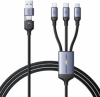 JoyRoom SA21-2T3 USB-A/USB-C apa - Lightning/USB-C/Micro USB apa iPhone Töltőkábel - Fekete (1.5m)